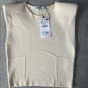 Zara wide shoulder cream crop top